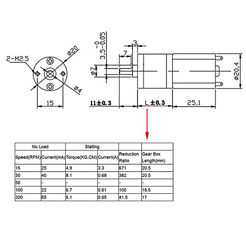 DC 12V High Electric Gear Reduction Motor 15~200RPM Outer Diameter 20mm / 0.78"(100RPM)