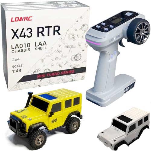 LDARC 1:43 Scale Mini RC Crawler RTR RC Rock Truck 4x4 2.4GHZ Hobby Grade Remote Control Car Model Vehicle RC Buggy, Comes with a DIY Replaceable Body Shell(Lemon Yellow) - color: Lemon Yellow