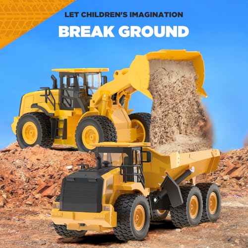 Mighty 9-Channel RC Dump Truck Toy | 1:18 Scale All-Terrain 6-Wheel Construction Vehicle with Lights & Sounds, 6 Wheels & 100-Min Battery, Remote Control Truck for Kids & Adults, Great STEM Gift 2026 - style: Mighty Dump Truck[2026 Version]