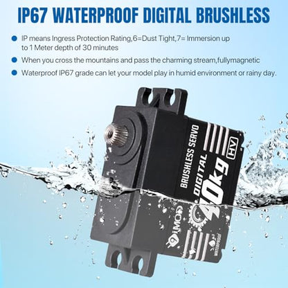 1/10 RC Crawler Servo 40KG Brushless High Torque Servo 8.4V HV Metal Gear Digital Waterproof Servo for 1/8 1/10 1/12 Scale RC Crawler Truck Cars Buggy Robotic, 180 Degree RC Steering Servo