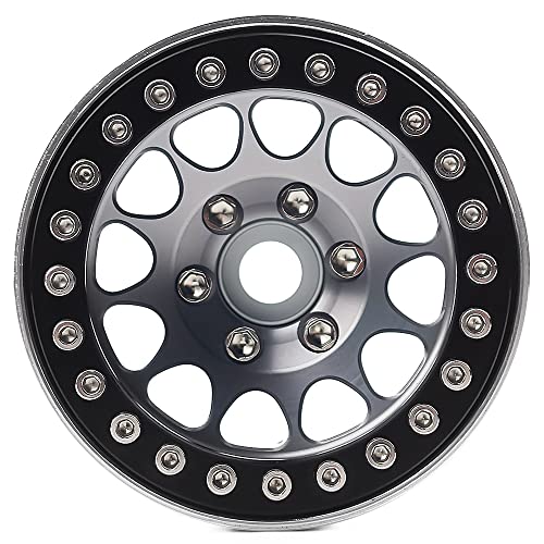 INJORA 1.9 Aluminum Beadlock Wheel Rim for 1:10 RC Crawler (Black&Gray) - color: Black&Gray