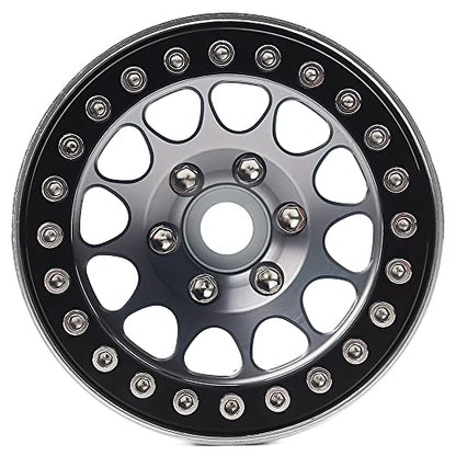 INJORA 1.9 Aluminum Beadlock Wheel Rim for 1:10 RC Crawler (Black&Gray) - color: Black&Gray