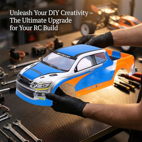 RC Car Body Shell 1/10 Scale Universal Painted Precut Modification 26cm Wheelbase for Pickup Truck (Blue) - color: Blue