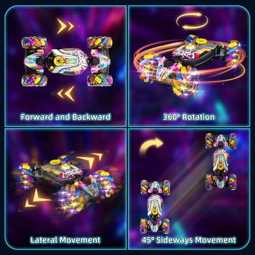 RC Cars,Gesture Sensing RC Stunt Car with Light & Music,Custom Command Operation,4WD,45° Driving,360° Rotating,2.4Ghz Remote Control Twist Car Toys for Kids Boys Age 4 5 6 7 8 9 10 11 12 Years Old