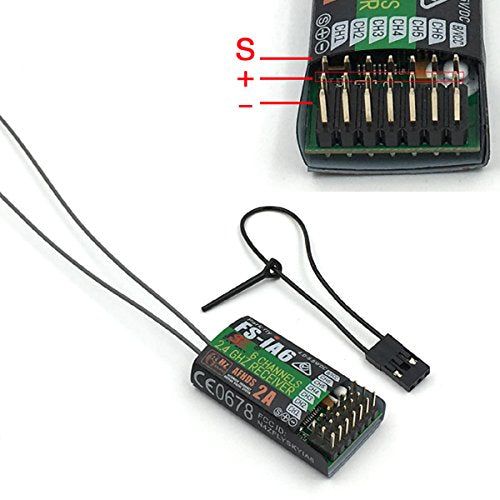 FLYSKY FS-i6 6CH Transmitter w/FS-iA6 Receiver Radio System for RC Models | 6 Channels 2.4GHz AFHDS2A | for RC Fixed Wing Car & Boat (Mode_2)