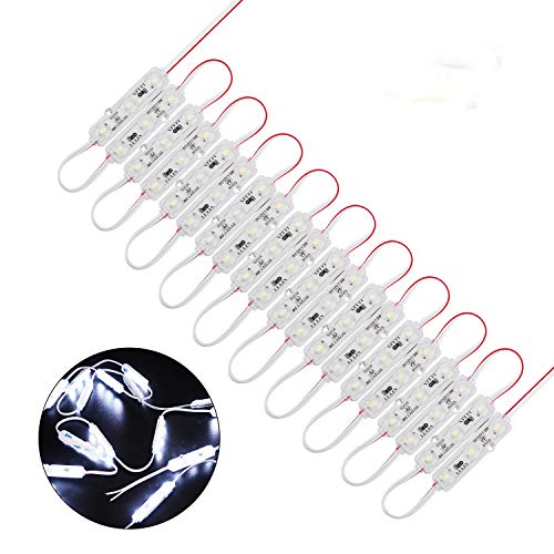 Lulin 100PCS Waterproof Super Bright Led Module Strip Lights White, 53FT DC12V 3 LED Module White for Letter Sign Advertising Sign with Tape Adhesive Backside - size: 1.2W-100PCS