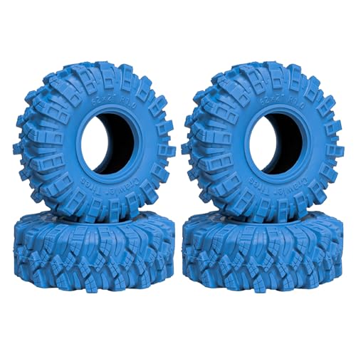 1.0 Tires RC Crawler Tires 62 * 21mm Super Soft Sticky 1.0 Crawler Tyre with Foam Insert for 1/18 TRX4M 1/24 SCX24 FCX24 Upgrade (4PCS) (Blue) - color: Blue
