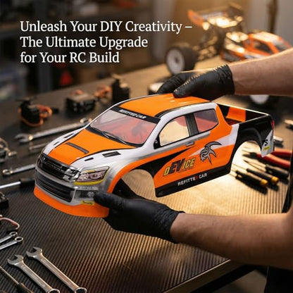 RC Car Body Shell 1/10 Scale Universal Painted Precut Modification 26cm Wheelbase for Pickup Truck (Orange) - color: Orange