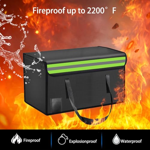 11.02"x5.9"x7.1" Lipo Safe Bag Fireproof Bag for Lipo Battery Pack Storage Charging Transport,Home Office Travel Fireproof Safe Storage for Cash Valuables Jewelry Passport Power bank Lipo Battery - size: 280*150*180mm