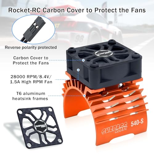 30mm RC Cooling Fan,28000RPM Alluminum Motor Fan with Heatsink for RC Car 1/8 1/10 Scale 540 550 3650 3660 3670 Motor Orange - style: Orange-single Fan for 36mm Motor