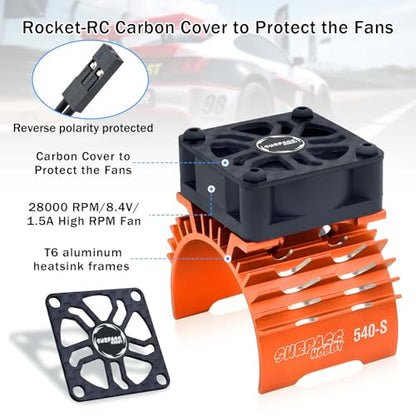 30mm RC Cooling Fan,28000RPM Alluminum Motor Fan with Heatsink for RC Car 1/8 1/10 Scale 540 550 3650 3660 3670 Motor Orange - style: Orange-single Fan for 36mm Motor