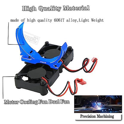 Upgrades for 1/10 Slash/Stampede/Bandit 2WD 4WD,Aluminum 3660 540 550 Motor Cooling Fan with 36-38mm Adjustable Mount & VXL-3s ESC Cooling Fan High Velocity Fan Heatsink Set,Navy Blue - color: Navy Blue/for Slash