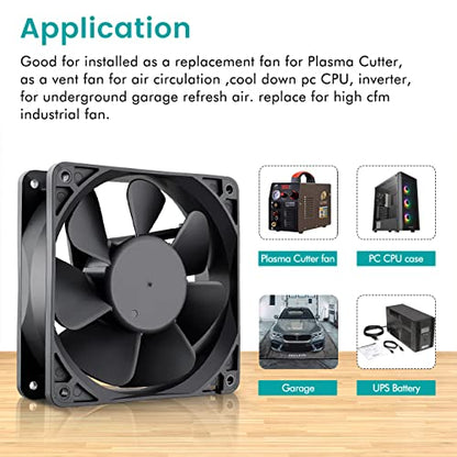 Wathai 120x120x38mm 120mm 24V 2Pin Brushless DC Industrial Cooling Case Fan | 24v industrial case fan Big Airflow 3000RPM for diy Welding Machines RV Inverter electrical cabinet small exhaust - style: 24V 2Pin Sleeve