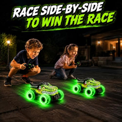 Remote Control Monster Truck Toys for Kids 6-12, Dino RC Car Monster Trucks | 1:18 Scale, Lights, 2.4Ghz, All Terrain Dinosaur Off-Road RC Monster Truck Toys for Kids & Adults, Christmas & Birthday Gifts