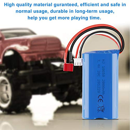 2S Li-ion Battery 7.4V 2000mAh 20C T Plug Female Connector Rechargeable Battery with USB Battery Charger for RC Car Off Road Truck Jumper T16 Transmitter etc