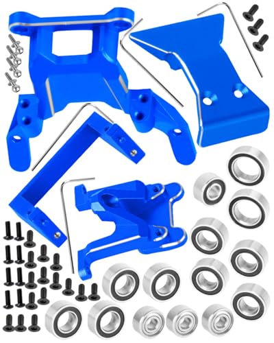 RC Aluminium Upgrades Part for L0S1 1/24 1/28 Micro-B(LOS00007)/Micro-T(LOS-1392) 2S 2WD,Front Bumper/Rear Wing Mount/Front Bulkhead Skid Plate/Servo Mount/Bearings Kit,Navy Blue - color: Navy Blue-(upgrades Part）