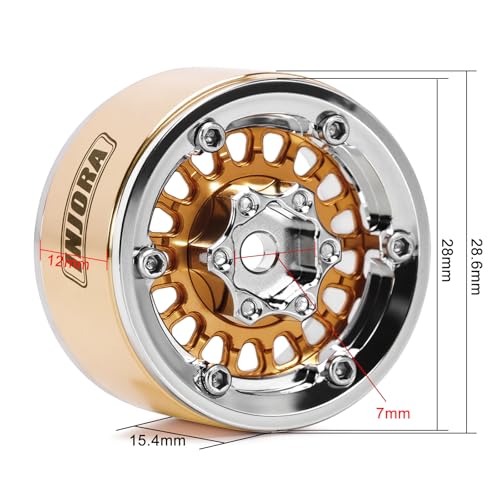 INJORA ModuWheel 1.0" Aluminum Wheel Offset -4.4mm for 1/18 1/24 RC (Gold) - color: Gold