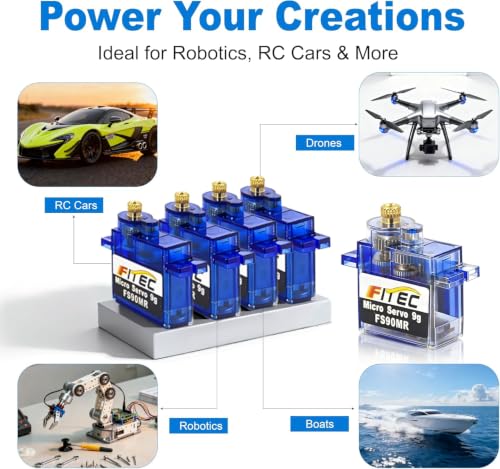 FEETECH FS90MR 360 Degree Micro Servo 9g, Small Metal Gear Continuous Rotation Servo Motor MG90 Mini Servos for Arduino RC Helicopter Airplane Car Robot Controls - size: 360°-FS90MR-C001