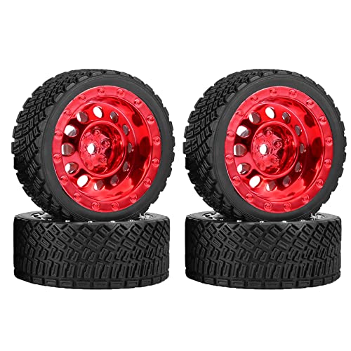 4PCS 65mm RC Rally Car Rubber Tires and Plastic Vintage Wheel Rims 12mm Hex Compatible with 1/10 RC On-Road Rally Racing Car for Tamiya Sakura HSP HPI WR8 TT02 WLtoys RC Parts(Red) - color: Vintage Red