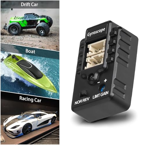 RC Car Gyro Module Mini Gyro Stabilizer Automatic Stability Control Gyro Sensitivity Adjustable for RC Crawlers Drift Cars and Boats