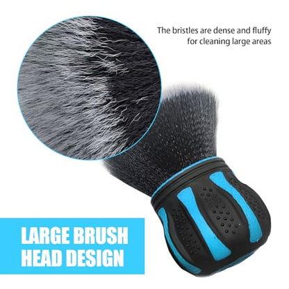Shakas Detail Cleaning Brush with Storage Holder, Non-Slip Easy Grip Handle Air Conditioning Vent Spherical Soft Bristle Crevice Brush, Portable Multi-Purpose Accessory, Fits Most Cars (Blue)