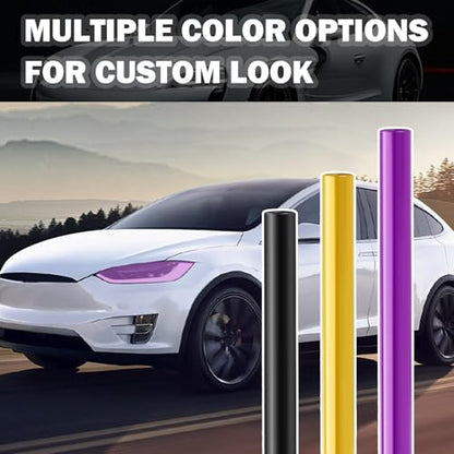 12×47" Car Headlight Tint Film,Cuttable Taillight Tint Film Kit with Squeegee & Cutter,Waterproof Tail Light Tints Films Car Exterior Accessories for Headlights Fog Lights Tail Lights (Purple) - color: Purple