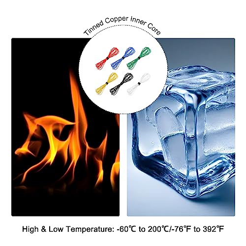 MECCANIXITY 30 Gauge Wire Silicone Wire 30AWG Electrical Wire Stranded Wire Tinned Copper Wire High Temp Hookup Wire 6 Color 1.5m/4.92ft for Car Model Electric Appliances 6pcs - size: 30AWG, 4.92ft
