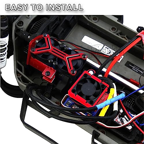 Upgrades Part for 1/10 Slash/Stampede/Bandit 2WD 4WD,Aluminum 3660 540 550 Motor Cooling Fan with 36-38mm Adjustable Mount & VXL-3s ESC Cooling Fan High Velocity Fan Heatsink Set,Red - color: Red/for Slash