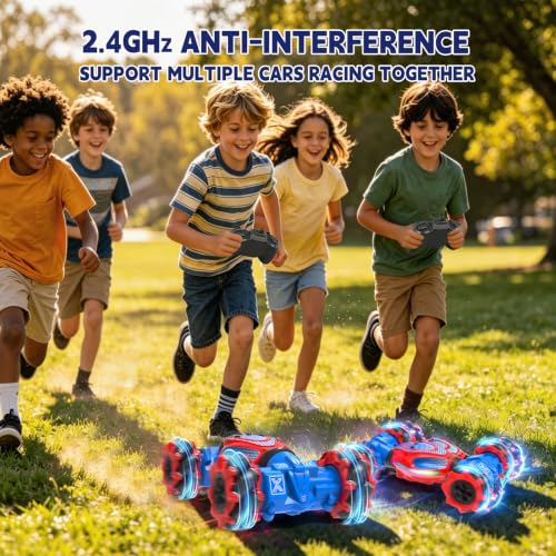 Remote Control Car - RC Drift Car Gesture Sensing Toy Boy Age 6-8-12 Gifts | Gesture Sensing RC Stunt Car for Kids Toys 6 7 8 9 10 11 12 Year Old Boy Birthday Christmas Presents with Lights Music - color: Red