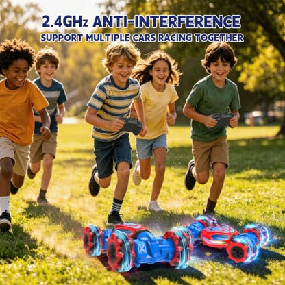 Remote Control Car - RC Drift Car Gesture Sensing Toy Boy Age 6-8-12 Gifts | Gesture Sensing RC Stunt Car for Kids Toys 6 7 8 9 10 11 12 Year Old Boy Birthday Christmas Presents with Lights Music - color: Red