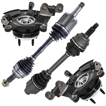 Detroit Axle - AWD Front 4pc Steering Knuckles Kit for 11-13 Ford Edge | Lincoln MKX, 2 CV Axles 2 Steering Knuckles & Wheel Bearing Hubs 2011 2012 2013 Replacement - size: 4UX48708/Kit