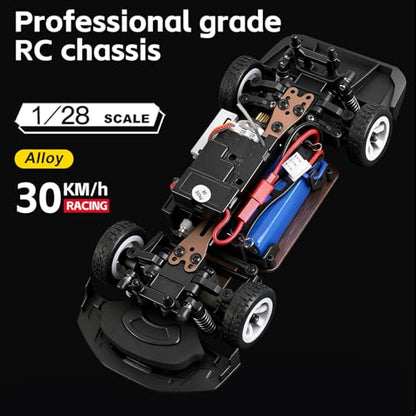 Wltoys 284191 RC Drift Car, 1:28 Scale 30KM/H High Speed RC Drift Car with LED Lights, Gyroscope and Professional Chassis, 2.4GHz 4WD RTR Rally Cars for Teens Adults (White) - color: White