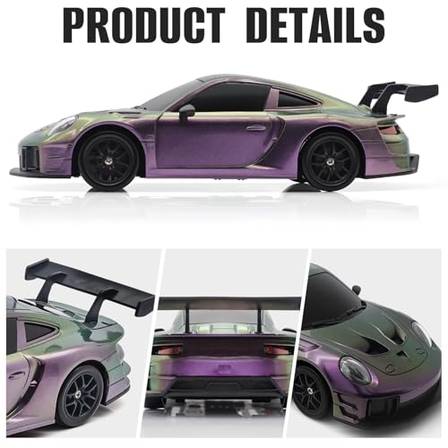 RC Drift Car, 1:24 4WD Remote Control Cars Vehicle with LED Light,2.4GHz 20KM/H High Speed RC Cars with Two Batteries & Drifting Tires Racing Sport Toy for Adults Boys Girls Kids - color: Purple