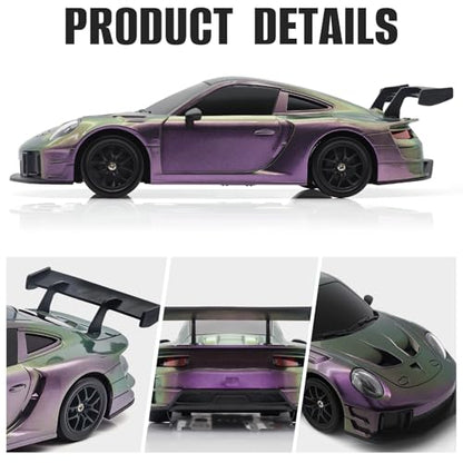RC Drift Car, 1:24 4WD Remote Control Cars Vehicle with LED Light,2.4GHz 20KM/H High Speed RC Cars with Two Batteries & Drifting Tires Racing Sport Toy for Adults Boys Girls Kids - color: Purple