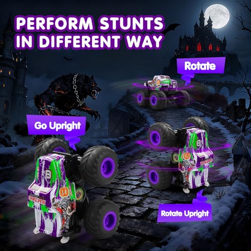DYODYORC Remote Control Car, 2.4Ghz All Terrain Monster Truck Toys, RC Truck with Music, 3 Lighting Effects, 360 Stunt Capable, 2 Batteries Ready to Run, Toy Gifts for Boys and Girls (Purple) - color: Purple Wolf