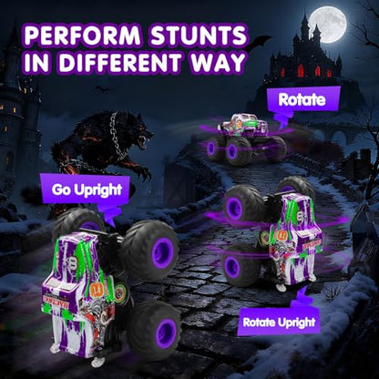 DYODYORC Remote Control Car, 2.4Ghz All Terrain Monster Truck Toys, RC Truck with Music, 3 Lighting Effects, 360 Stunt Capable, 2 Batteries Ready to Run, Toy Gifts for Boys and Girls (Purple) - color: Purple Wolf