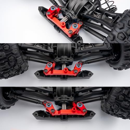 Red Front Steering Assembly for Tra-xxas 1/16 Mini Maxx Slash XRT | 4WD RTR Brushless Monster Truck RC Car Upgrades Parts Aluminum Bellcrank - color: Red