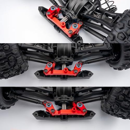 Red Front Steering Assembly for Tra-xxas 1/16 Mini Maxx Slash XRT | 4WD RTR Brushless Monster Truck RC Car Upgrades Parts Aluminum Bellcrank - color: Red