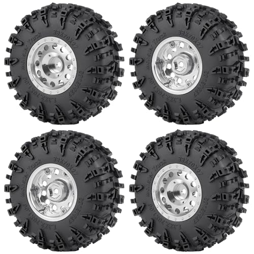MORLORDY 4Pcs 1.3" Wheels Tires Set for 1/18 1/24 RC Crawler Car SCX24 Ascent-18 TRX4M Upgrade Parts (Style A) - color: Style a