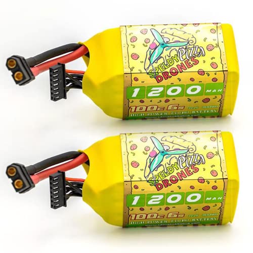 CNHL 1200mAh 6S Lipo Battery 22.2V 100C with XT60 Plug for FPV Drone RC Quadcopter Helicopter Airplane Racing Hobby(2 Packs)