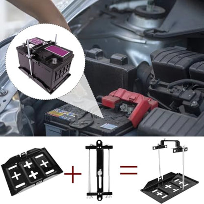 Battery Hold Down Tray Kit Metal Battery Tray Holder with Adjustable Bracket Clamp for Cars Boats Marine - size: 10.63-inch Bolt with 11-inch Battery Tray