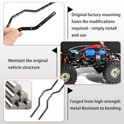 SCX24 Chassis Frame Rails for Axial SCX24 Gladiator C10 Wrangler Jeep Lexus GX470 Toyota AXI00005 1/24 RC Crawler Upgrades (Metal), Improve Stability & Performance, Easy Install