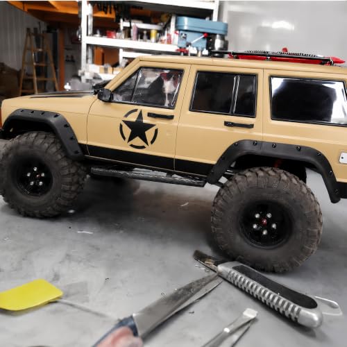 1/10 RC Crawler Hard Body Shell Kit, 313mm Cherokee Style, Yellow | Fits Axial SCX10, SCX10 II 90046/90047 & TRX4; hard plastic shell with interior, grille, flares, mirrors and hardware - color: Yellow