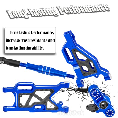 RC Upgrades Part for 1/8 Typhon 6s BLX,1/7 Felony Infraction 6S BLX Limitless,Front Rear Suspension A-Arms,Steering Blocks,Caster Block,Turnbuckles Camber Links w/25T Servo,Navy Blue - color: Navy Blue - (Rc Upgrades)