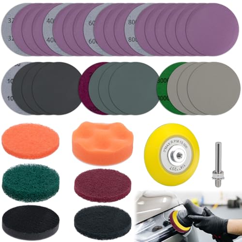 BFXM 38Pcs Car Headlight Restoration Kit, 3 Inch Headlight Polishing Kit | Headlight Cleaning Kit with Sanding Disc Scouring Pad Polishing Pad for Drill, Universal Automotive Tools for Car Headlight