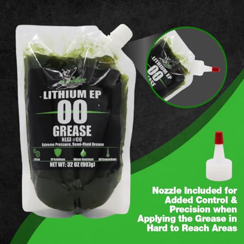 Lithium EP00 Grease, 32 oz EZ Squeeze Pouch (2 pk) | Used for Disc Mowers, Gear Boxes, Auger and Mixer Drives, Cutter Bars, and more, Made in USA - size: EP00 (2)