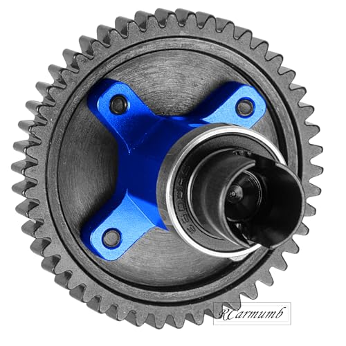 52T Upgrade Part for 1/8 Sledge Center Diff to Straight Shaft,RCarmumb Medium Carbon Steel & Aluminum Heavy Duty Center Differential Spur Gear Shaft Replacement for Sledge Monster Truck,Navy Blue - color: Navy Blue(1set)