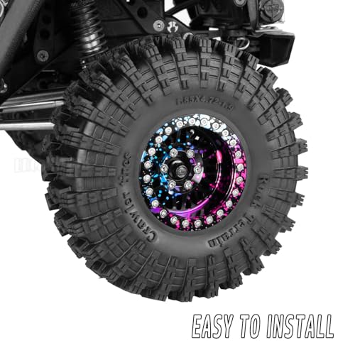 RC 1.9 Wheel Rims for 1/10 SCX10 SCX10 II 90046 SCX10 III AXI03007 SCX10 Pro TRX4 TRX6 Gen7/8 D90 VS4-10 MST CFX RC Crawler Car,4pcs Aluminum 1.9 Wheel Rims,Colour - color: Colour - (Rims)