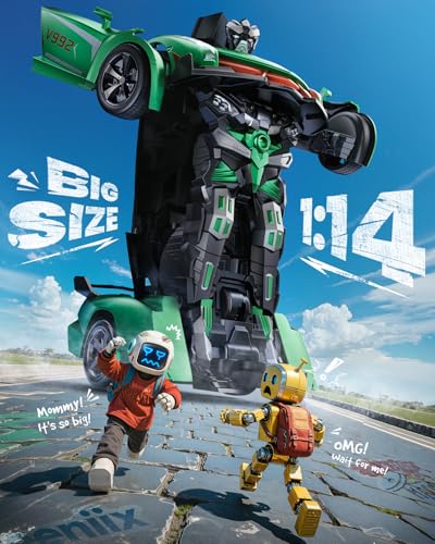Veeniix V992 1:14 Scale 2-in-1 Transform RC Robot Car Toy, Green | Gesture Sensing & Auto Deformation, LED Lights & Sound, 2 Batteries 60 Min Play, Durable ABS, Gifts for Boys and Girls 4-6 - color: Green