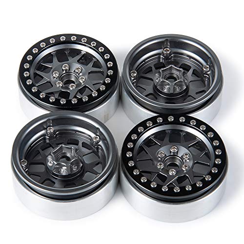 Aluminum 2.2" RC Beadlock Wheels Rims for Axial Wraith SCX10 TRX4 | 1/10th RC Crawler Car,Titanium,1set/4pcs - color: Titanium